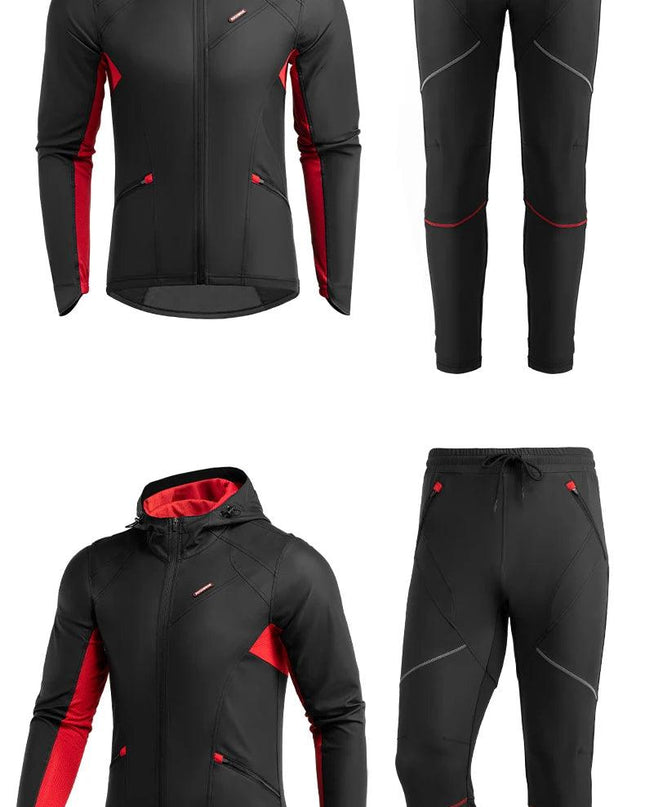 ROCKBROS Cycling Jersey Sets Winter Bicycle Clothes Windproof Thermal Fleece Bike Long Pants Outdoor Fishing Hiking Camping