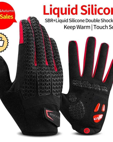 ROCKBROS Windproof Cycling Gloves Touch Screen Riding MTB Bike Bicycle Gloves Thermal Warm Motorcycle Winter Autumn Bike Gloves