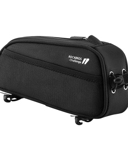 ROCKBROS Bicycle Bag 1.3L Portable Frame Front Tube Cycling Bag Waterproof MTB Road Bicycle Pannier Black With Headphone Jack