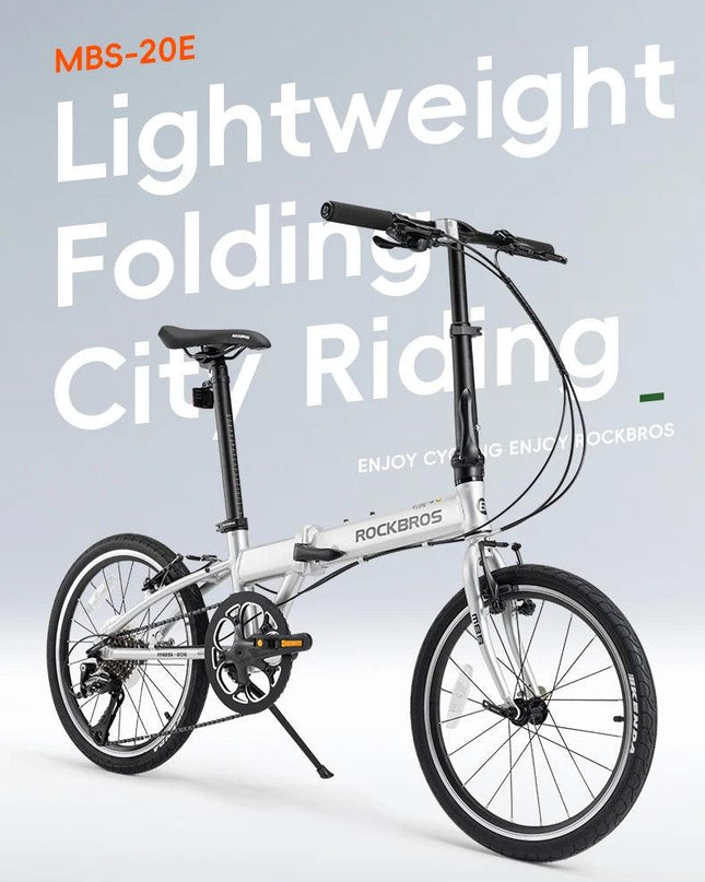 ROCKBROS 20 inch Folding Bike with Shimano 8-speed Aluminium Alloy Frame V Brake Lightweight Adult Unisex Adjustable Bike