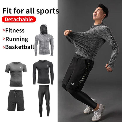 ROCKBROS Men's Tracksuit Gym Fitness Running 5 Pcs/Set Quick Dry Sweat-absorb Compression Sport Suit Clothes Jogging Sport Wear