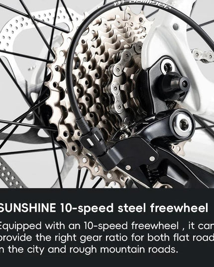 ROCKBROS Road Bike Student Teenager 22 inch Aluminum Frame Bike 10 Speed Disc Brake Bicycle Lightweight City Bike