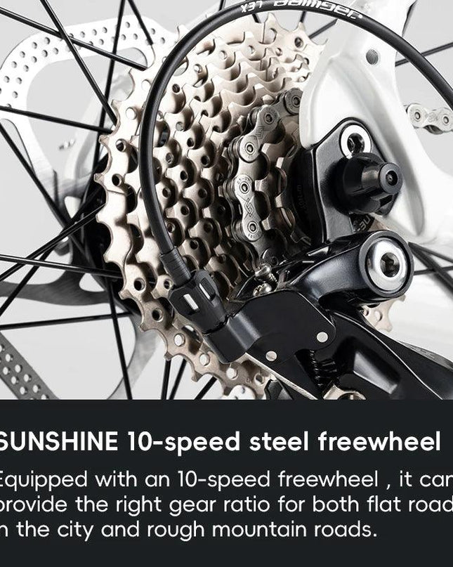 ROCKBROS Road Bike Student Teenager 22 inch Aluminum Frame Bike 10 Speed Disc Brake Bicycle Lightweight City Bike