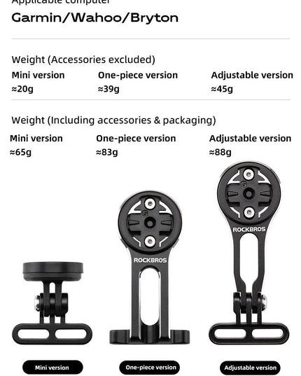 ROCKBROS Bike Bracket Front Light Lamp Holder Aluminum Alloy Extension Holder for Bicycle Computer Wahoo Bryton Garmin Bracket