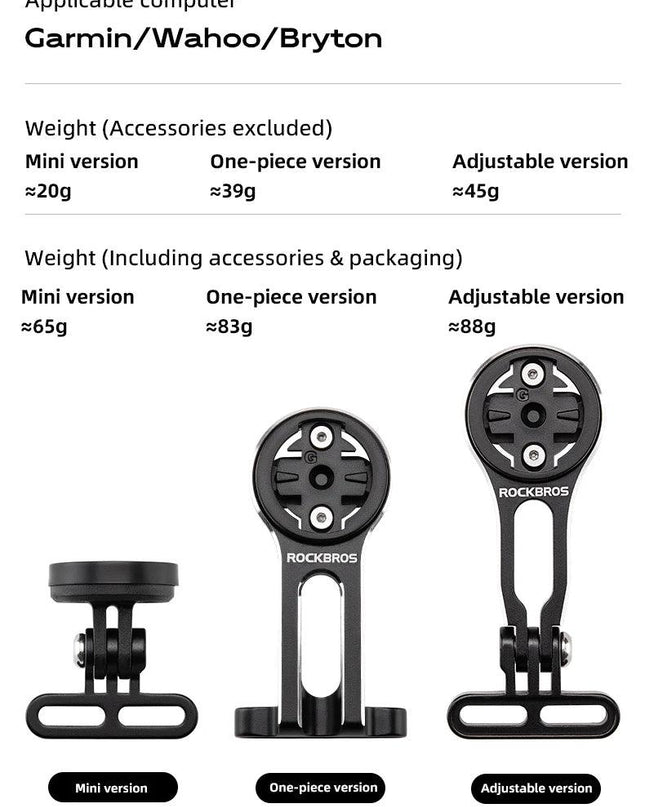 ROCKBROS Bike Bracket Front Light Lamp Holder Aluminum Alloy Extension Holder for Bicycle Computer Wahoo Bryton Garmin Bracket