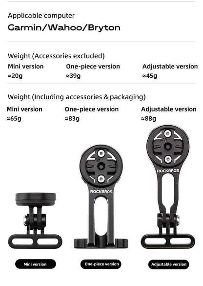 ROCKBROS Bike Bracket Front Light Lamp Holder Aluminum Alloy Extension Holder for Bicycle Computer Wahoo Bryton Garmin Bracket