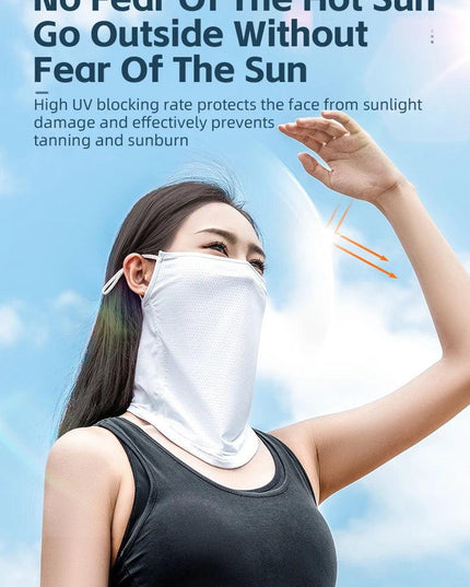 ROCKBROS Summer Ice Silk Mask Anti-UV Quick-drying Face Cover Sunscreen Bandana Breathable Neck Protection Hanging Ear Scarf