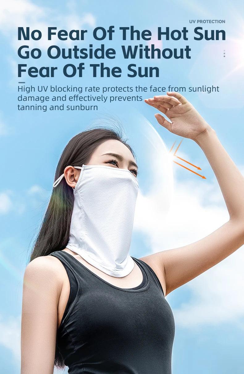 ROCKBROS Summer Ice Silk Mask Anti-UV Quick-drying Face Cover Sunscreen Bandana Breathable Neck Protection Hanging Ear Scarf