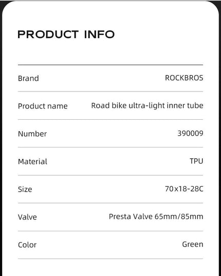 ROCKBROS Ultralight 24g Bike Inner Tube 700X18 25 28 MTB Road Bicycle TPU Material Tire Lightweight French Valve  65mm 85mm Tube