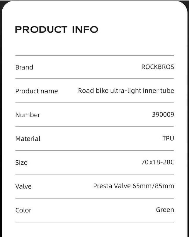 ROCKBROS Ultralight 24g Bike Inner Tube 700X18 25 28 MTB Road Bicycle TPU Material Tire Lightweight French Valve  65mm 85mm Tube