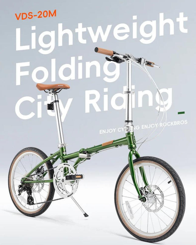 ROCKBROS Lightweight Bike Folding Design 20 inch Bike With Shimano 8-speed Wire-drawn Disc Brake System Adult Folding Bike