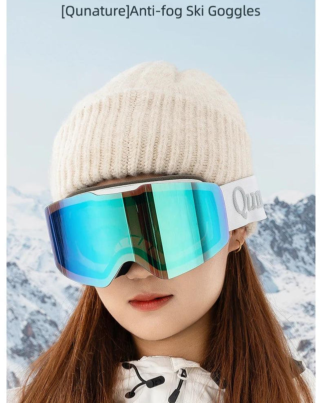 Qunature Ski Goggles Large Frame Snowboard Snow Goggles Double Layers UV400 Anti-fog Ski Glasses Skiing Outdoor Sport Eyewear