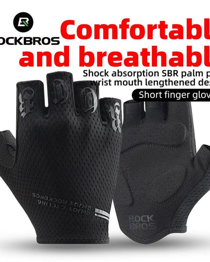 ROCKBROS Half Finger Gloves SBR Palm Pads Breathable Anti-shock Cycling Gloves High Elasticity Fitness Bicycle Fingerless Gloves