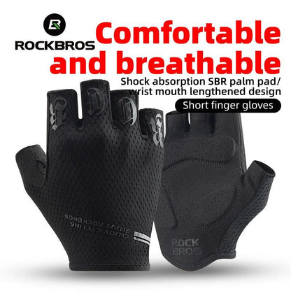 ROCKBROS Half Finger Gloves SBR Palm Pads Breathable Anti-shock Cycling Gloves High Elasticity Fitness Bicycle Fingerless Gloves