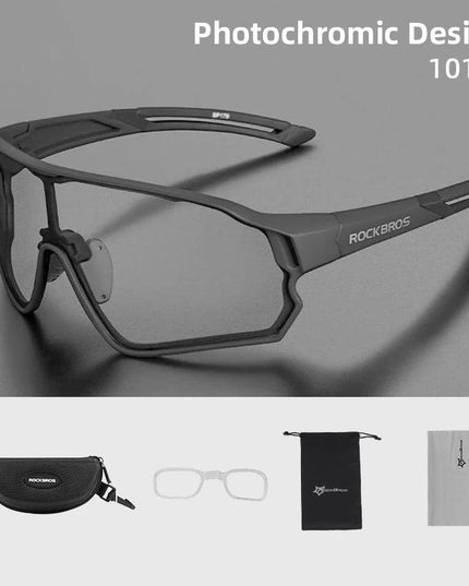 ROCKBROS Photochromic Cycling Glasses UV400 Sunglasses Outdoor Sport Bicycle Eyewear MTB Racing Lightweight Flexible Goggles