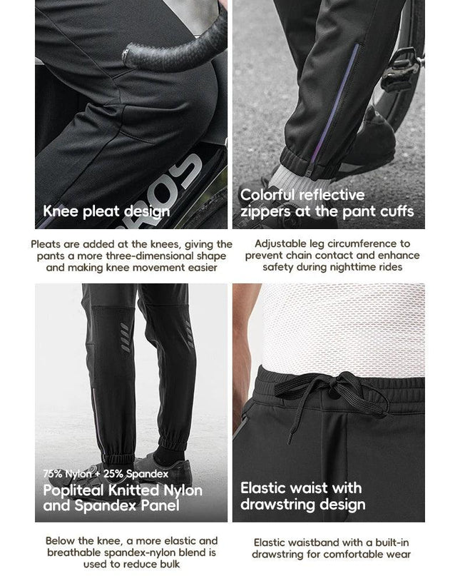 ROCKBROS Winter Thick Fleece Pants Windproof Cycling Pants Men Outdoor Camping Thermal Warm Casual Pants Ski Trousers Sweatpants