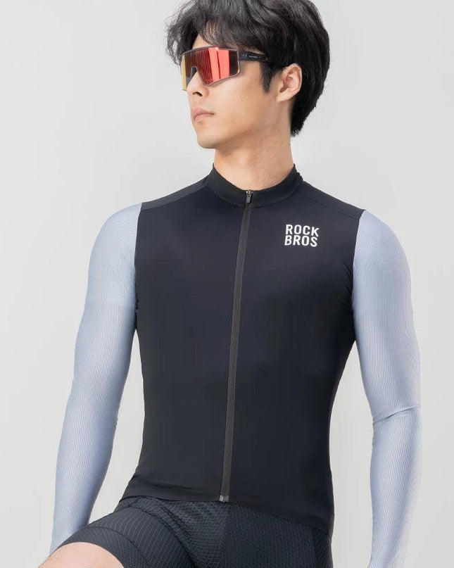 ROCKBROS Cycling Jersey Breathable Long Sleeved Quick Drying With Rear Pocket Bicycle Clothing Non-slip Sweatshirt Cycling Suit
