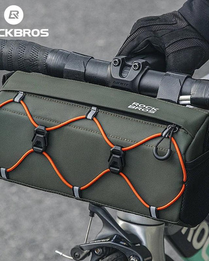 ROCKBROS Bicycle Front Tube Bag 2.2L Capacity Handlebar Bag Waterproof Multifunction Portable Shoulder Bag Tube Bag Elastic Band