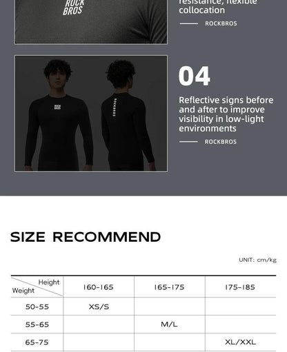 ROCKBROS Winter Cycling Underwear Warm Breathable Moisture Wicking First Layer Bicycle Clothing for Men Cycling Base Layer Sport