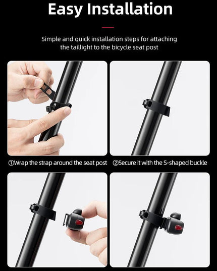 ROCKBROS Bike Rear Light IPX6 Bike Taillight LED Type-C Charging 5Modes Safety Warning Cycling Smart Taillight Rear Bicycle Lamp