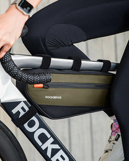 ROCKBROS Bicycle Frame Tube Bag Reflective 1.7L Bike Top Bottom Tube Bag Frame Bag Large Capacity MTB Cycling Pannier Portable