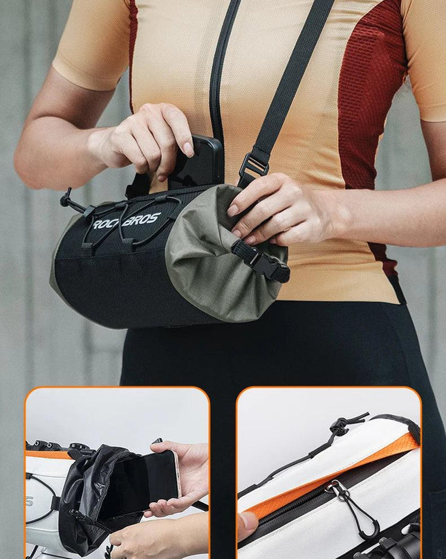 ROCKBROS Bike Bag Portable Handlebar Pannier 2.4L Big Capacity Shoulder Bag  Frame Tube Bag Elastic Band Bicycle Accessoriescase