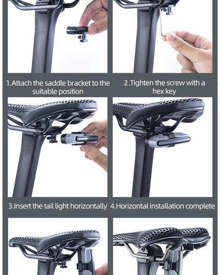 ROCKBROS Bicycle Tail Light Type-C Rechargeable IPX6 Bike Taillight LED Warning Rear Lamp 500mAh Smart Light Sensing Flashlight
