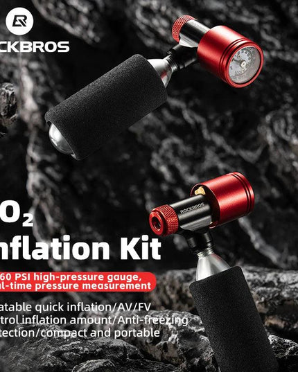 ROCKBROS Bicycle CO2 Cylinder Pump Gas Nozzle Bike Fast Inflator Inflatable Head Aluminum Adapter Riding Emergency Accessories