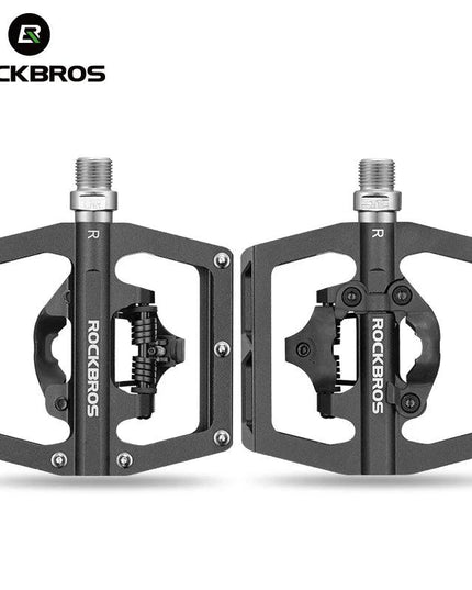 ROCKBROS 2 In 1 Bicycle Lock Pedal With Free Cleat For SPD System MTB Road Aluminum Anti-slip Sealed Bearing Lock Accessories