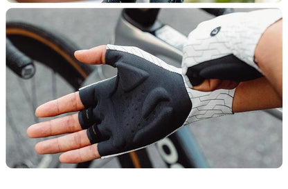 ROCKBROS Cycling Gloves Sunscreen Breathable MTB Road Bike Gloves Shock Absorption Non-slip Gloves Outdoor Thickened Palm Pad