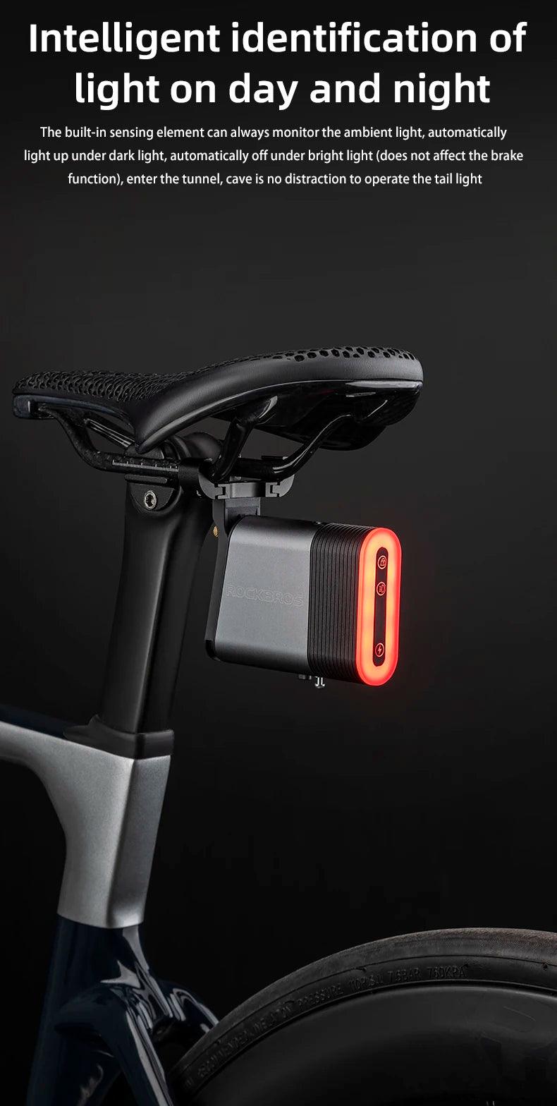 ROCKBROS Bicycle Tail Light With Lock Bluetooth Password Pairing Bike Lock Light IPX6 Waterproof Warning Light Tail  Accessories