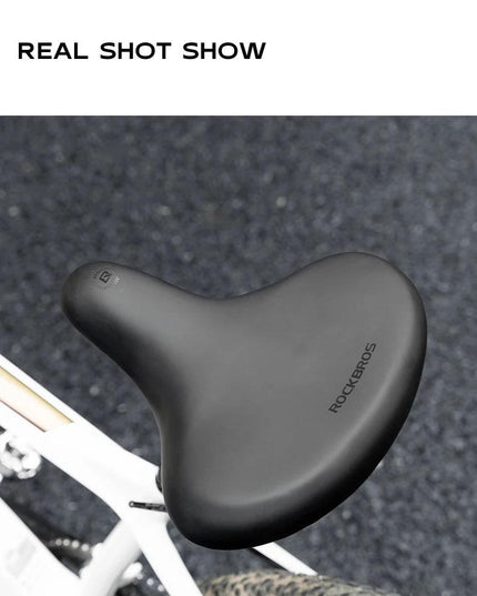 ROCKBROS Bicycle Saddle PVC Leather Comfortable Bike Seat Soft Shock Absorption Oversize Water-Resistant Cycling Cushion