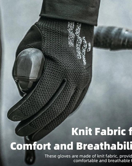 ROCKBROS Bicycle Gloves Full Finger Cycling Gloves Knit Fabric Touch Screen Motorcycle Gloves Autumn Winter Thermal Windproof