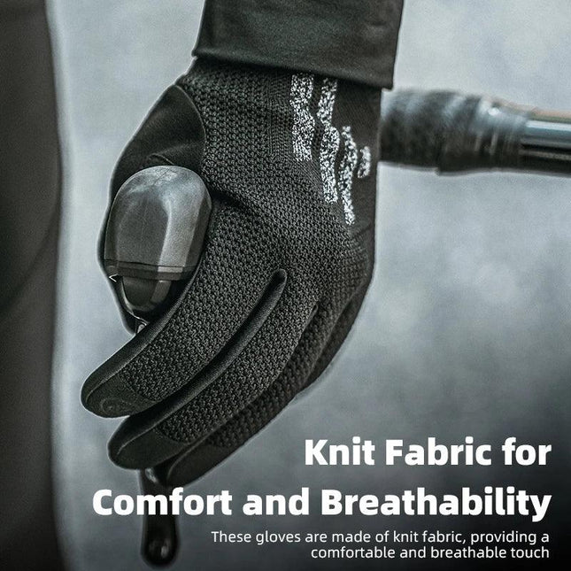 ROCKBROS Bicycle Gloves Full Finger Cycling Gloves Knit Fabric Touch Screen Motorcycle Gloves Autumn Winter Thermal Windproof
