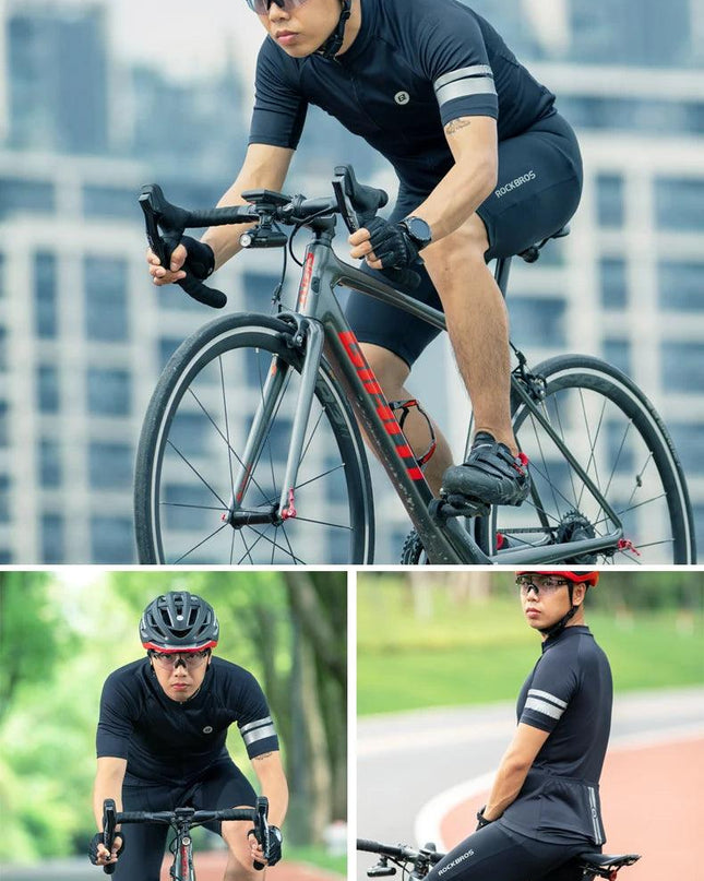 ROCKBROS Cycling Jersey Men Breathable Shirt Summer Jersey Clothes Bicycle Quick Dry Clothing Anti-UV Reflective Short Sleeve