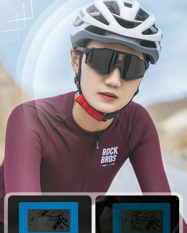 ROCKBROS Sunglasses Polarized Cycling Glasses Electronic Color Change Glasses UV400 Safety Bike Bicycle Eyewear Sports Goggles