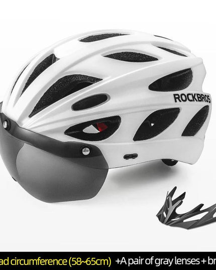 ROCKBROS Bicycle Helmet Integrally-molded Bike Helmet Motor Electric Scooter Riding Helmet Removable Lens Capacete Ciclismo