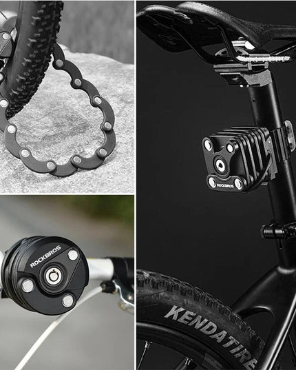ROCKBROS Bike Lock With Keys Bicycle Lock High-Security Anti-Theft Portable Cycling Chain Lock With Mount Bracket Accessories