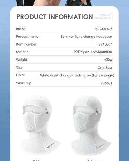 ROCKBROS Summer Breathable Cycling Cap Cooling Sun UV Protection Mask Balaclava Hat Bicycle Scarf Motorcycle Full Face Mask