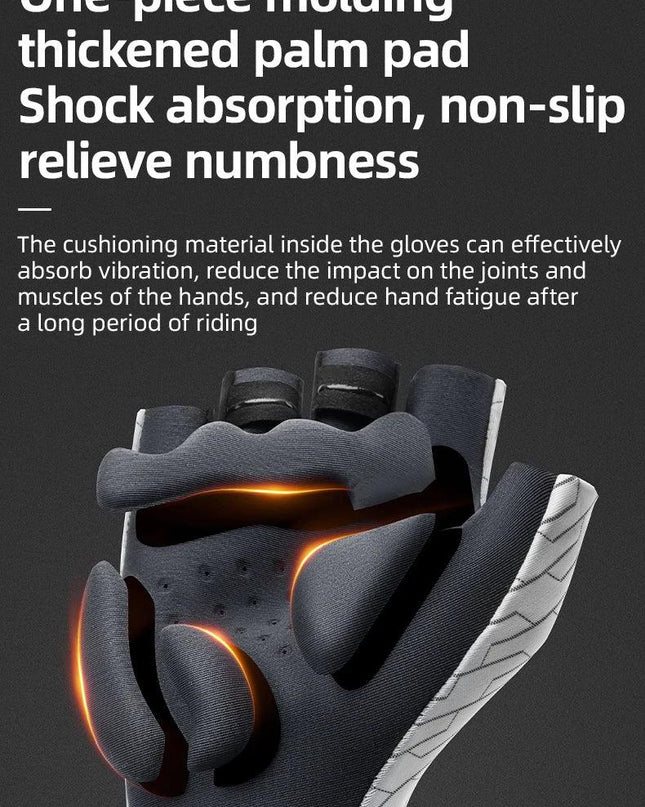 ROCKBROS Cycling Gloves Sunscreen Breathable MTB Road Bike Gloves Shock Absorption Non-slip Gloves Outdoor Thickened Palm Pad