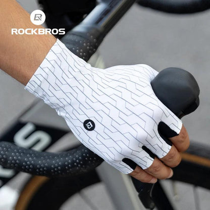 ROCKBROS Cycling Gloves Sunscreen Breathable MTB Road Bike Gloves Shock Absorption Non-slip Gloves Outdoor Thickened Palm Pad