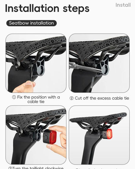 ROCKBROS Bicycle Tail Light Same Frequency Induction Brake Taillight IPX6 Waterproof Light Type-C Night Riding Warning Light