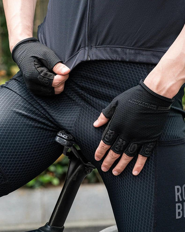 ROCKBROS Half Finger Gloves SBR Palm Pads Breathable Anti-shock Cycling Gloves High Elasticity Fitness Bicycle Fingerless Gloves