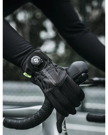 ROCKBROS Warm Bicycle Gloves Outdoor Touch Screen Winter Gloves Windproof Motorcycle Scooter Ski Anti-slip Thermal Bike Glove