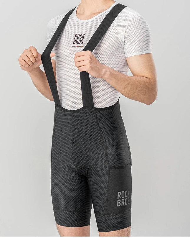 ROCKBROS Cycling Bib Shorts Classic Men Bike Pants Ciclismo Bicycle Shorts Pockets Outdoor Breathable Reflective Tights Shorts