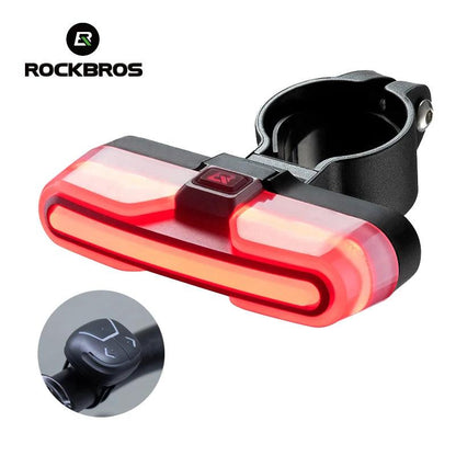 ROCKBROS Bicycle Smart Rear Light Type-C Charging IPX6 Brake Sensor Auto Stop Cycling Taillight Warning Light Bike Accessories