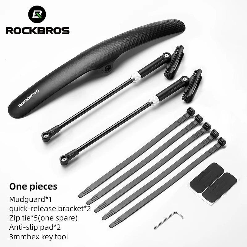 ROCKBROS Bike Mudguard Adjustable Bike Fender PP Plastic Mudguard Suitable For Road Cycling Toughness Quick Release Protector