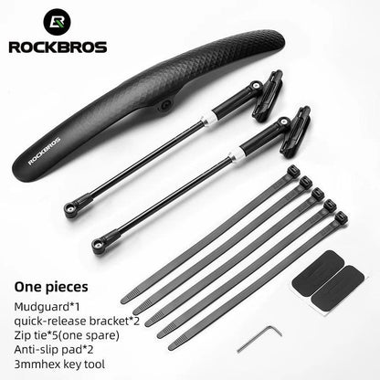 ROCKBROS Bike Mudguard Adjustable Bike Fender PP Plastic Mudguard Suitable For Road Cycling Toughness Quick Release Protector