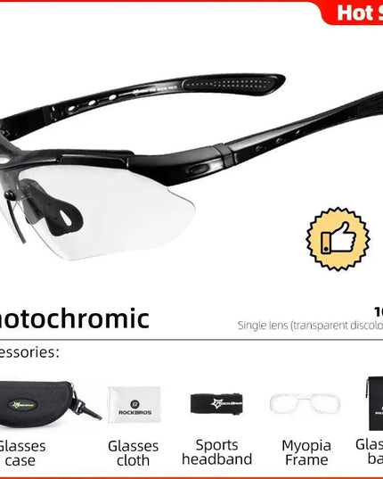 ROCKBROS Photochromic Cycling Glasses Bike Bicycle Glasses Sports Men's Sunglasses MTB Road Cycling Eyewear Protection Goggles