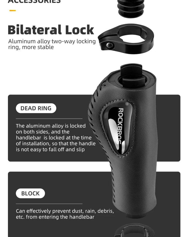 ROCKBROS Cycling Handlebar MTB Bicycle Grips  Bike Double Lock Rubber Grips Anti-skid Shock-absorbing Soft Bike Accessories